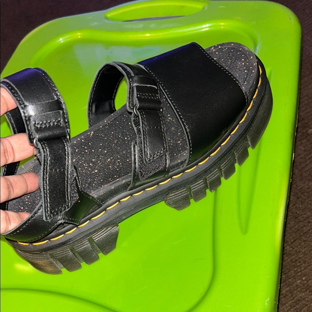 Dr. Martens Black Sandals with Yellow Stitching